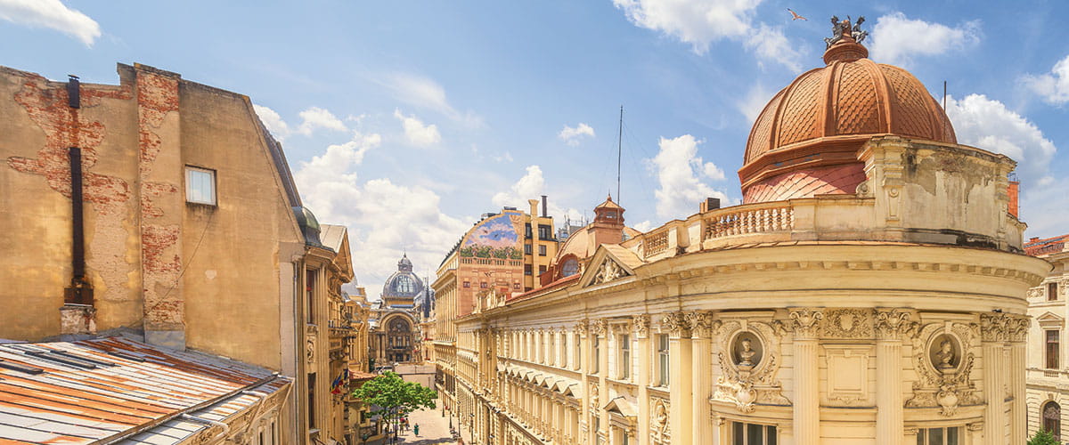 A view over the old town of Bucharest, Romania